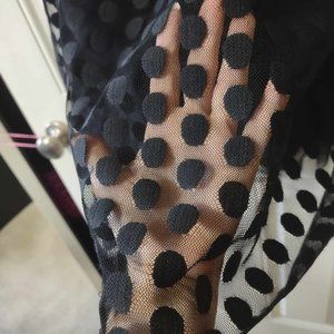 Strapless Black Lace Polka Dotted Strapless Gown.